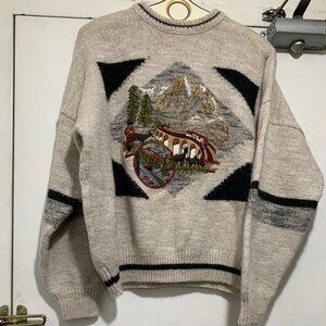 VINTAGE 4 CASTELLA MADE IN ITALY KNITTED GRAPHIC WOOL BLEND SWEATERS SIZE M/L